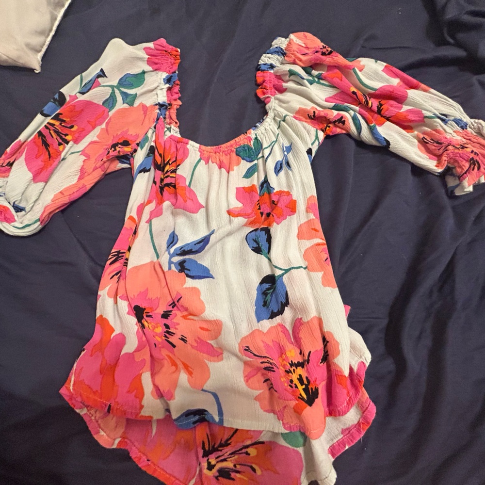 Billabong Floral Blouse - Pink and Blue